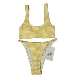 Sabo Swim Bikini Set Yellow Stripes XS NWT